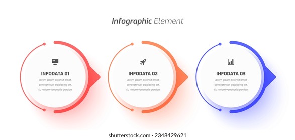 Vector Infographic Business con línea delgada, etiqueta circular, icono y 3 opciones de presentación