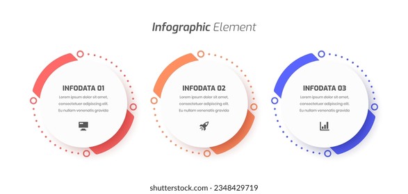 Vector Infographic Business with Thin Line, Circle Label, Icon and 3 Options for Presentation