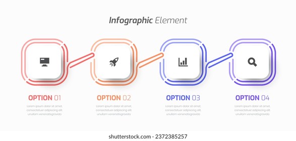 Vector Infographic Business with, Square Label, Thin Line, Icon and 4 Option for Presentation