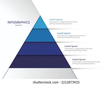 Vector Infographic bussiness pyramid flow chart template with  icons and 5 options or steps