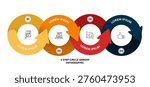 Vector infographic circle arrow 4 option step for visual presentation of business communication. Editable vector illustration.