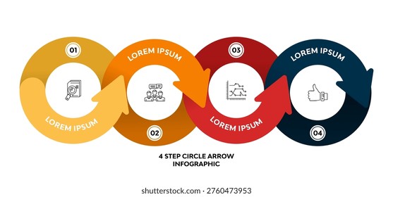 Vector infographic circle arrow 4 option step for visual presentation of business communication. Editable vector illustration.