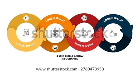 Vector infographic circle arrow 4 option step for visual presentation of business communication. Editable vector illustration.
