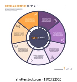 Vector infographic circle chart template. Seven parts.