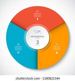 Vector infographic circle. Cycle diagram with 3 options. Can be used for chart, graph, report, presentation, web design.