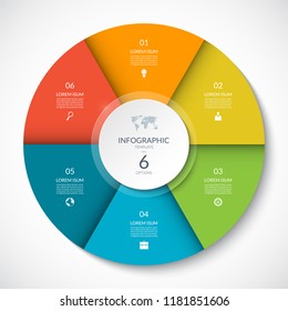 Vector infographic circle. Cycle diagram with 6 options. Can be used for chart, graph, report, presentation, web design.