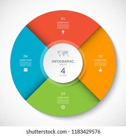 Vector infographic circle. Cycle diagram with 4 options. Can be used for chart, graph, report, presentation, web design.