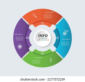 Vector infographic circle. Cycle diagram with 4 options. Can be used for chart, graph, report, presentation, web design.
