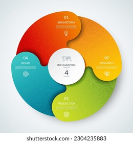 Vector infographic circle. Cycle diagram with 4 steps. Round chart that can be used for report, business infographics, data visualization and presentation.
