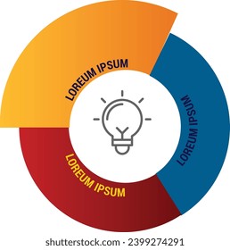 Vector infographic circle. Cycle diagram with 3 steps. Round chart that can be used for report, business analytics, data visualization and presentation
