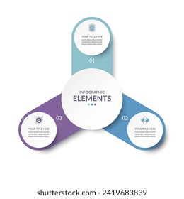 Vector infographic circle. Cycle diagram with 3 steps. Simple and accessible infographic design for report, business analytics, data visualization, social media and presentation. Easy editable.