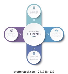 Vector infographic circle. Cycle diagram with 4 steps. Simple and accessible infographic design for report, business analytics, data visualization, social media and presentation. Easy editable.