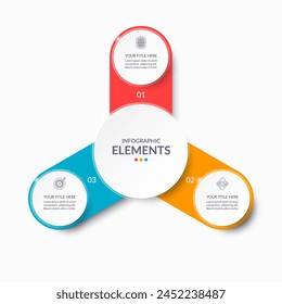 Vector infographic circle. Cycle diagram with 3 steps. Simple and accessible infographic design for report, business analytics, data visualization, social media and presentation. Easy editable.