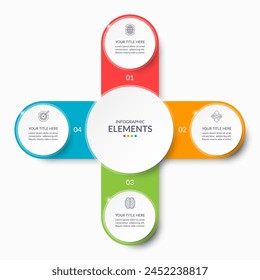 Vector infographic circle. Cycle diagram with 4 steps. Simple and accessible infographic design for report, business analytics, data visualization, social media and presentation. Easy editable.