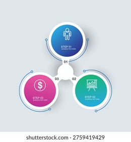 Vector infographic circle. Cycle diagram with 3 options. Can be used for chart, graph, report, presentation