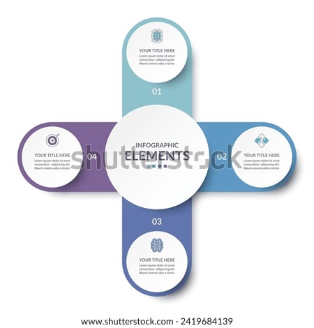 Vector infographic circle. Cycle diagram with 4 steps. Simple and accessible infographic design for report, business analytics, data visualization, social media and presentation. Easy editable.