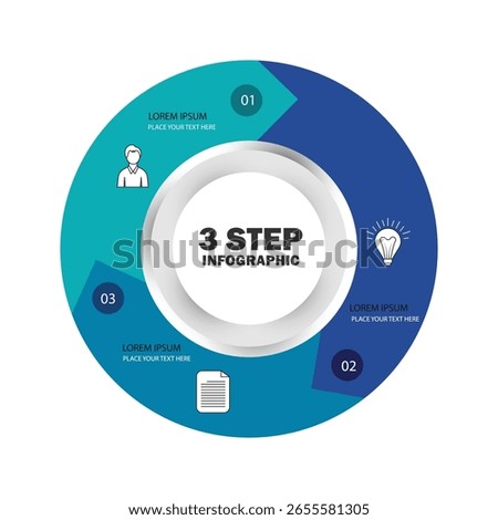 Vector infographic circle. Cycle diagram with 3 steps. Round chart that can be used for report, business infographics