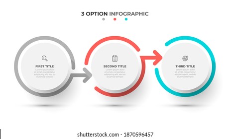 Diseño de círculo de infografía vectorial con plantilla de flechas. Concepto de negocio con 3 opciones o pasos.