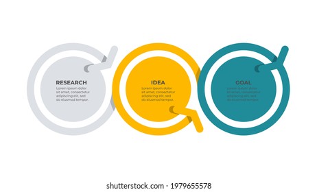 Diseño de círculo de infografía vectorial con flechas. Concepto de negocio con 3 opciones o pasos. Se puede utilizar diagrama de flujo de trabajo, gráfico de información, diseño web.
