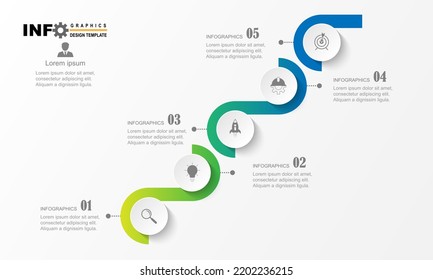 Vector infographic circle design template with 5 option or steps.