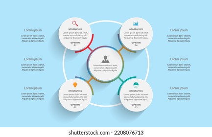 Visualisierung von Geschäftsdaten. Prozessdiagramm. Abstrakte Elemente von Graphen, Diagrammen mit Schritten, Optionen, Abschnitten oder Prozessen. Vektorgeschenk für Präsentationen. Kreatives Konzept für Infografen