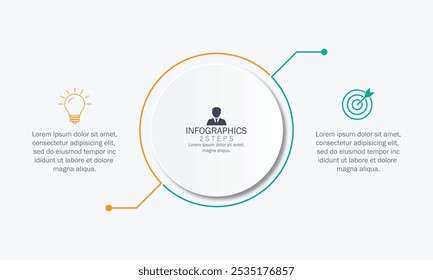 modelo de design de círculo infográfico vetorial com 2 opção ou etapas.	