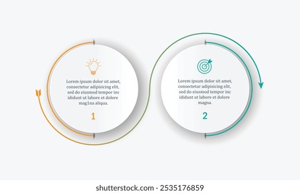 modelo de design de círculo infográfico vetorial com 2 opção ou etapas.	