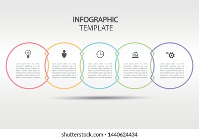 Vector Infographic circle label design template with 5 options or steps. Infographics for business presentations or information banner, process diagram, flow chart, graph, diagram