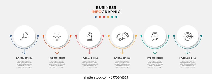 Vector Infographic circle label design business template with icons and 6 options or steps. Can be used for process diagram, presentations, workflow layout, banner, flow chart, info graph