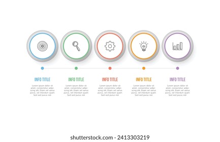 Vector Infographic circle label design template with icons and 5 options or steps.