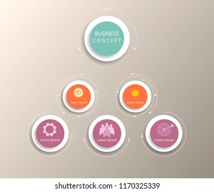 Vector Infographic circle label, template design. Business concept,  with icon 5 step.Infographic element for layout process diagram.