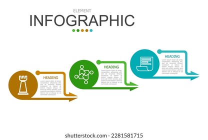 vector infographic circle sign with arrow lines elements template block. used for process diagram, presentation, working flow, information layout, banner, chart, and graph.