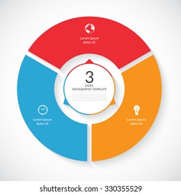 Vector infographic circle. Template for graph, cycling diagram, round chart, workflow layout, number options, web design. 3 steps, parts, options, stages business concept
