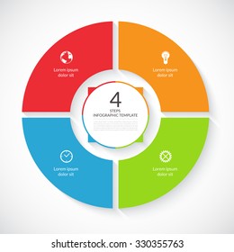 Vector infographic circle. Template for graph, cycling diagram, round chart, workflow layout, number options, web design. 4 steps, parts, options, stages business concept