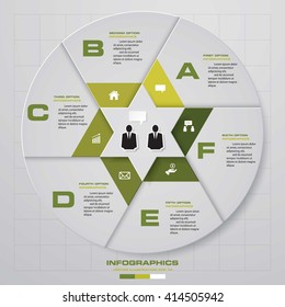 Vector infographic circle. Template for graph, 6 steps, parts, options, stages business concept.