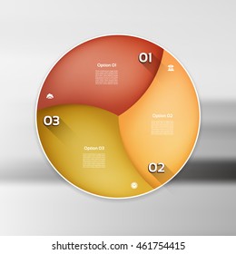 Vector infographic circle. Template for graph, cycling diagram, round chart, workflow layout, number options, web design. 3 steps, parts, stages business concept