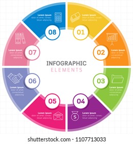 Vector infographic circle template with icons.