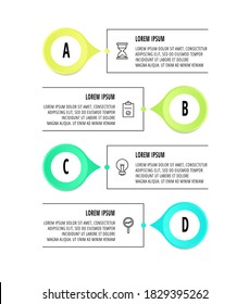 Vector infographic circles with 4 steps, arrows. Line template used for diagram, web, workflow layout, presentations, flowchart, info, timeline, levels, chart, processes diagram. Data visualization