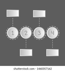 Vector infographic of circles and dash of a dot color white flat style