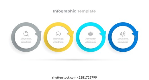 Vector Infographic circles elements design with arrow. Business Processes with 4 options, steps or parts.