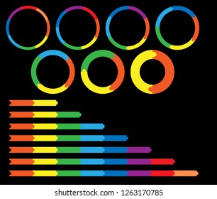 círculos infográficos vectoriales y líneas. Conjunto de gráficos coloridos