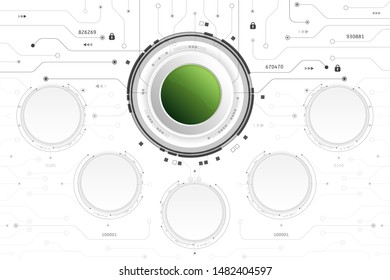 Vector Infographic  circuit board cyber security on white background with password to log in system  for technology background