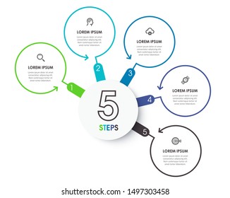 Vector Infographic circular design with icons and 5 options or steps. Infographics for business concept. Can be used for presentations banner, workflow layout, process diagram, flow chart, info graph