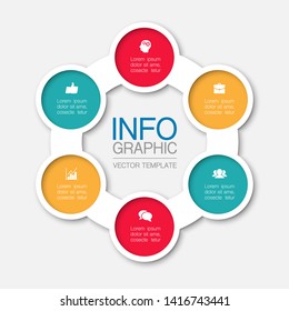 Vector infographic circular  diagram, template for business, presentations, web design, 6 options.