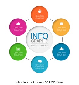 Vector infographic circular  diagram, template for business, presentations, web design, 6 options.