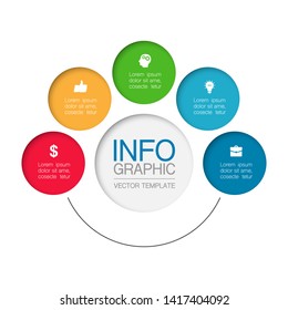 vector infographic circular  diagram, template for business, presentations, web design, 5 options.