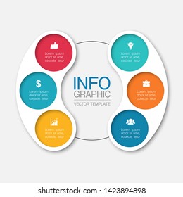 Vector infographic circular  diagram, template for business, presentations, web design, 6 options.