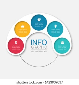 Vector infographic circular  diagram, template for business, presentations, web design, 5 options.