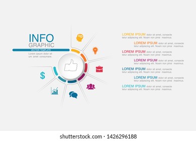 Vector infographic circular  diagram, template for business, presentations, web design,  7 options.