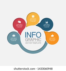 Vector infographic circular  diagram, template for business, presentations, web design, 5  options.